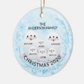 Niedliche Winterfamilie 6 Siegel Weihnachten Keramik Ornament (Links)