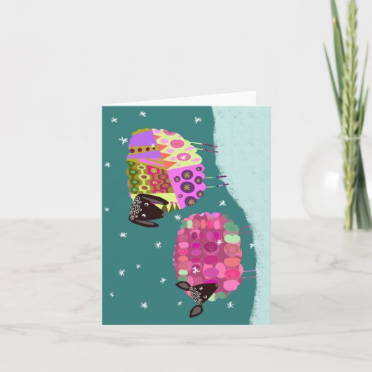 Niedliche Winterfarbenfrohe BLANK-Grußkarte Dankeskarte (Vorderseite)