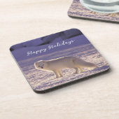 Niedliche Winterfotografie des Schneefräses Getränkeuntersetzer (Linke Seite)