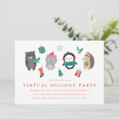 Niedliche Winterfreunde Kids Virtual Holiday Party Einladung (Stehend Vorderseite)