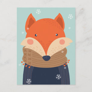 Niedliche Winterfuchs-Postkarte Postkarte