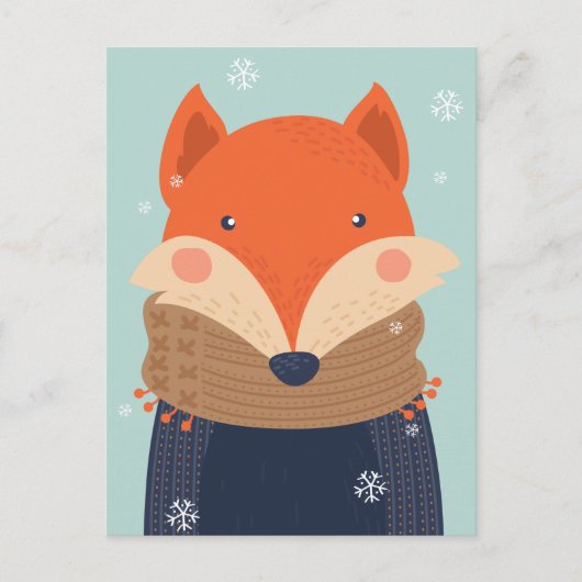 Niedliche Winterfuchs-Postkarte Postkarte (Vorderseite)