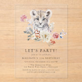 Niedliche Wintergarten-Geburtstagsparty Acryleinladungen (Vorderseite)