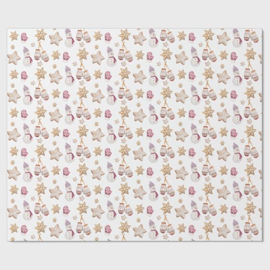 Niedliche Wintergläser Wasserfarbe Schneemannkocht Geschenkpapier (Flach)