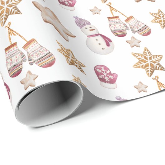 Niedliche Wintergläser Wasserfarbe Schneemannkocht Geschenkpapier (Rolleneckpunkt)