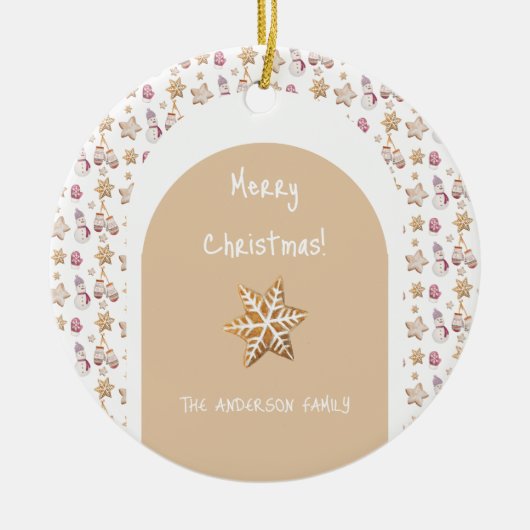 Niedliche Wintergläser Wasserfarbe Schneemannkocht Keramik Ornament (Vorne)