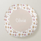 Niedliche Wintergläser Wasserfarbe Schneemannkocht Rundes Kissen (Vorderseite)