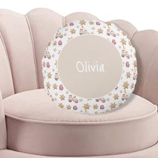 Niedliche Wintergläser Wasserfarbe Schneemannkocht Rundes Kissen