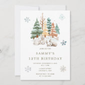 Niedliche Winterhasen Geburtstagsparty Einladung (Vorderseite)