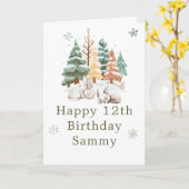 Niedliche Winterhasen Geburtstagsparty Karte (Gelbe Blume)