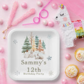 Niedliche Winterhasen Geburtstagsparty Pappteller (Party)