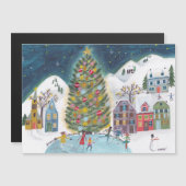 Niedliche Winterhausdörflichkeiten Weihnachten Magnetkarte (Vorne/Hinten)