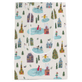 Niedliche Winterhausdörflichkeiten Weihnachten Mittlere Geschenktüte (Rückseite)