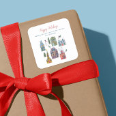 Niedliche Winterhausdörflichkeiten Weihnachten Quadratischer Aufkleber