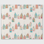 Niedliche Winterhäuser Umschlagpapier Geschenkpapier (Flach)
