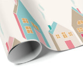 Niedliche Winterhäuser Umschlagpapier Geschenkpapier (Rolleneckpunkt)