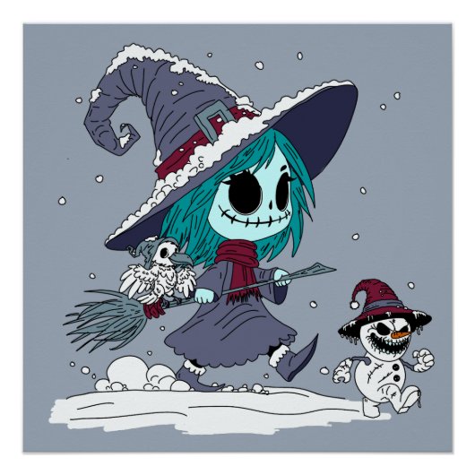 Niedliche Winterhexe Poster (Vorderseite)
