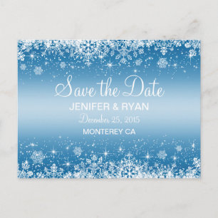 Niedliche Winterhochzeit Save the Date Postkarte