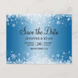 Niedliche Winterhochzeit Save the Date Postkarte