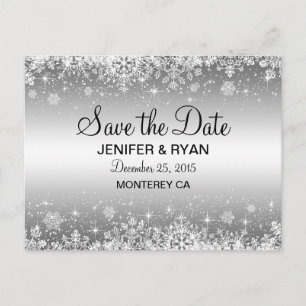 Niedliche Winterhochzeit Save the Date Postkarte