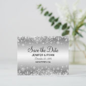 Niedliche Winterhochzeit Save the Date Postkarte (Stehend Vorderseite)