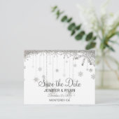 Niedliche Winterhochzeit Save the Date Postkarte (Stehend Vorderseite)