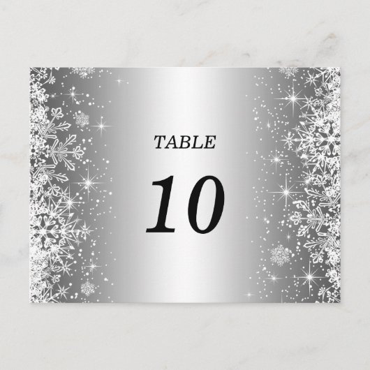 Niedliche Winterhochzeit Tischnummer Postkarte (Vorderseite)