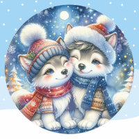 Niedliche Winterhunde Husky Welpen Weihnachten 20 