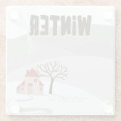 Niedliche Winterhütte im Schnee Glasuntersetzer (Rückseite)