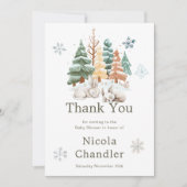 Niedliche Winterkaninchen Kinderdusche Dankeskarte (Vorderseite)