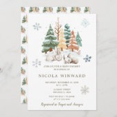 Niedliche Winterkaninchen Kinderdusche Einladung (Vorne/Hinten)