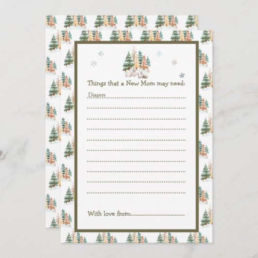 Niedliche Winterkaninchen Kinderdusche Einladung (Vorne/Hinten)