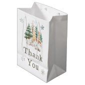 Niedliche Winterkaninchen Kinderdusche Mittlere Geschenktüte (Vorderseite Schrägansicht)