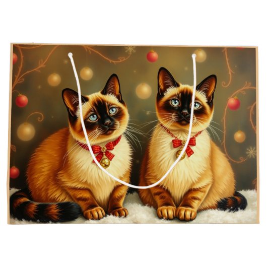 Niedliche Winterkatzen Große Geschenktüte (Rückseite)