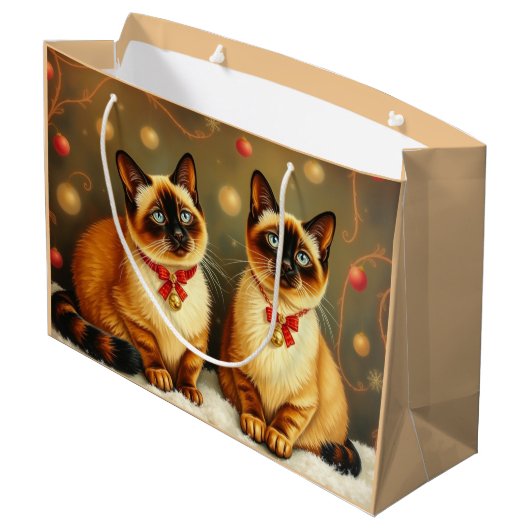 Niedliche Winterkatzen Große Geschenktüte (Rückseite Schrägansicht)