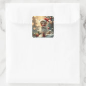 Niedliche Winterkleber Quadratischer Aufkleber (Tasche)