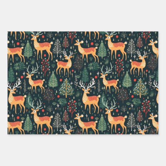 Niedliche Winterkoordination für den Hirschfest Geschenkpapier Set (Vorderseite)