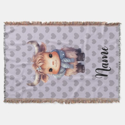 Niedliche Winterkuh und Herz Decke (Vorderseite)