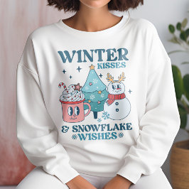 Niedliche Winterküsse & Schneeflocken Winterwünsch Sweatshirt