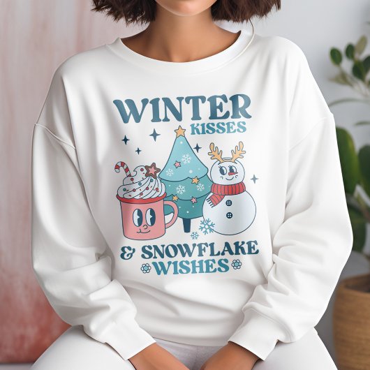 Niedliche Winterküsse & Schneeflocken Winterwünsch Sweatshirt