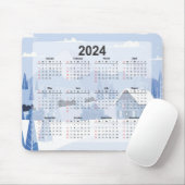 Niedliche Winterlandschaft 2024 mit Hütte Mousepad (Mit Mouse)
