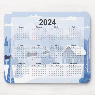 Niedliche Winterlandschaft 2024 mit Hütte Mousepad