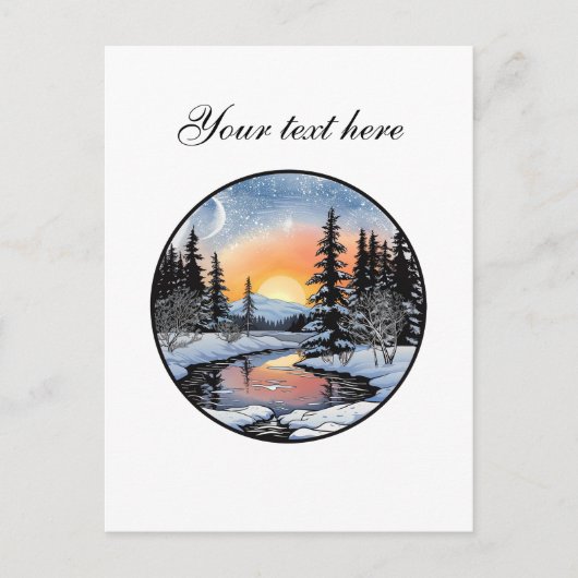 Niedliche Winterlandschaft anpassbar Postkarte (Vorderseite)