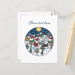 Niedliche Winterlandschaft anpassbar Postkarte