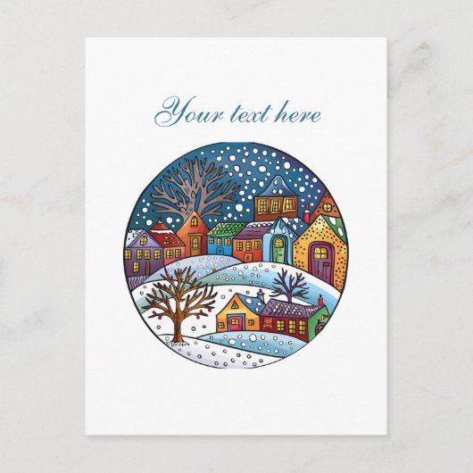 Niedliche Winterlandschaft anpassbar Postkarte (Vorderseite)