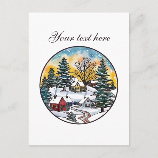 Niedliche Winterlandschaft anpassbar Postkarte (Vorderseite)