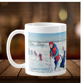 Niedliche Winterlandschaft des ersten Schneefalls Kaffeetasse