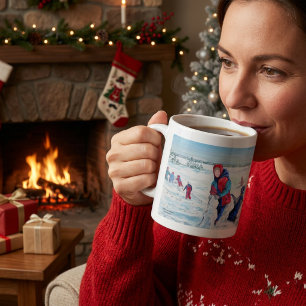 Niedliche Winterlandschaft des ersten Schneefalls Kaffeetasse