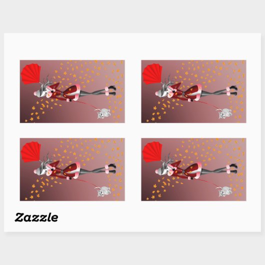 Niedliche Winterlandschaft im Herbst Rechteckiger Aufkleber (Blatt)