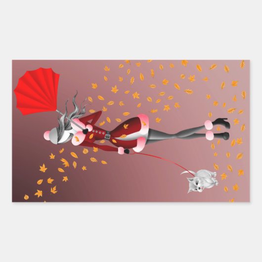 Niedliche Winterlandschaft im Herbst Rechteckiger Aufkleber (Vorderseite)